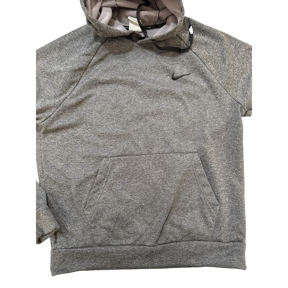 Nike Y2K Hoodie Mens Medium Gray Therma-FIT‎ Pullover Fleece Sweatshirt Zip